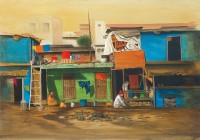 S. A. Noory, Colors of Slum Area , 14 x 20 Inch, Watercolor on Paper, AC-SAN-018